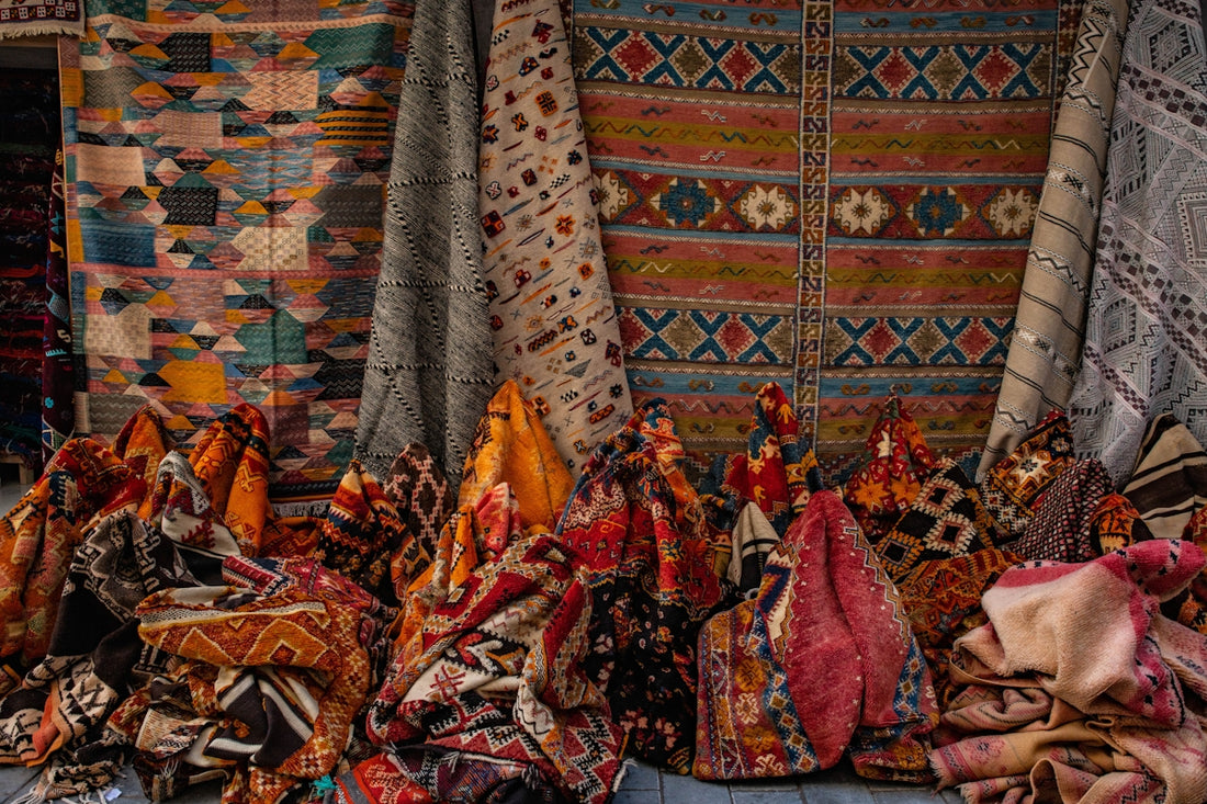 grey and orange textile