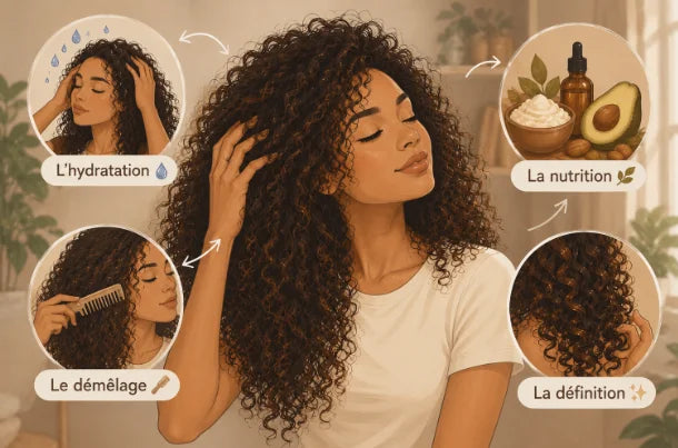 Étapes essentielles d'une routine cheveux bouclés pour hydrater et définir